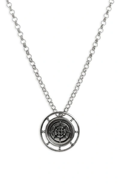 Shop Nordstrom Engraved Medallion Pendant Necklace In Silver