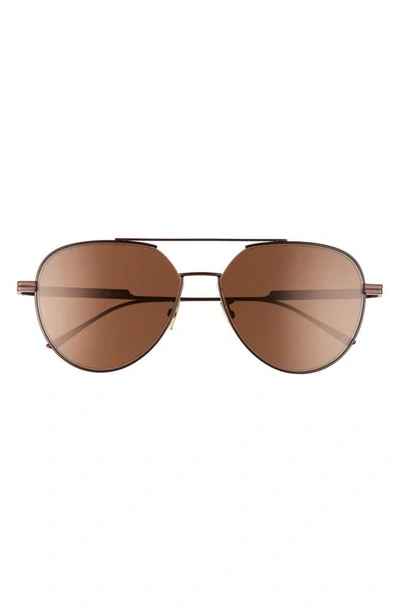 Shop Bottega Veneta 57mm Aviator Sunglasses In Brown/ Brown Flash