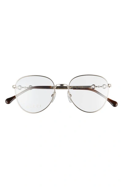 Shop Gucci 51mm Round Optical Glasses In Gold