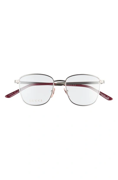 Shop Gucci 49mm Rectangle Optical Glasses In Silver