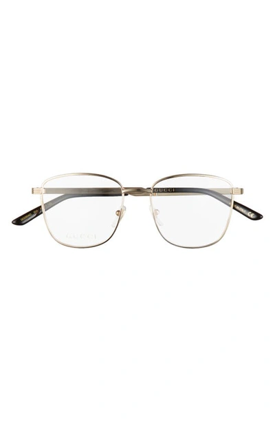 Shop Gucci 49mm Rectangle Optical Glasses In Gold