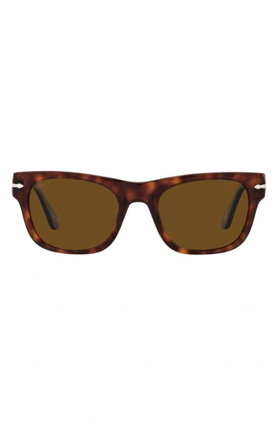 Shop Persol 52mm Polarized Rectangle Sunglasses In Black/ Polar Grey