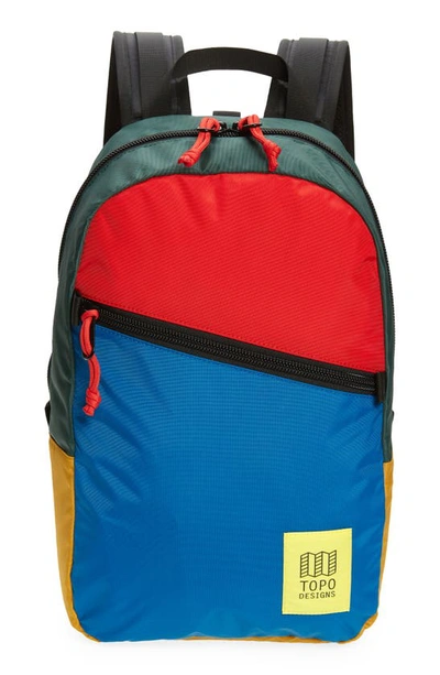 Shop Topo Designs Light Backpack In Blue/ Red/ Forest