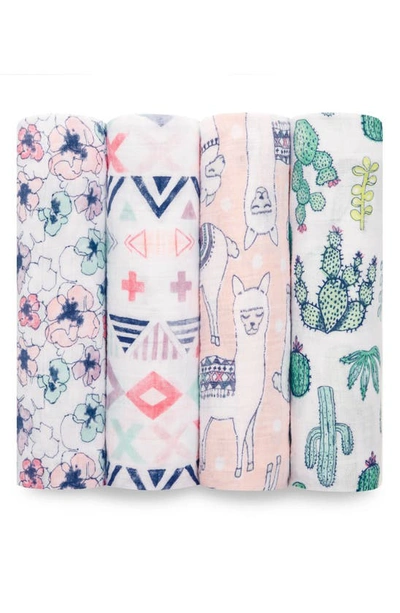 Shop Aden + Anais Set Of 4 Classic Swaddling Cloths In Trail Blooms