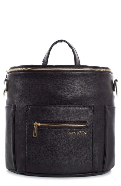 Shop Fawn Design The Mini Convertible Water Resistant Faux Leather Diaper Bag In Black