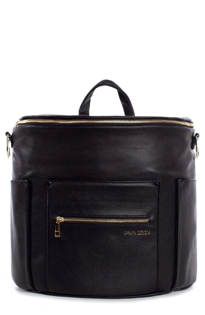 Shop Fawn Design The Original Convertible Water Resistant Faux Leather Diaper Bag In Black