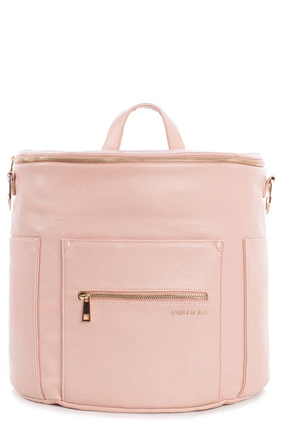 Shop Fawn Design The Original Convertible Water Resistant Faux Leather Diaper Bag In Blush