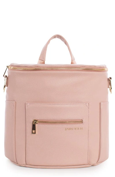 Shop Fawn Design The Mini Convertible Water Resistant Faux Leather Diaper Bag In Blush