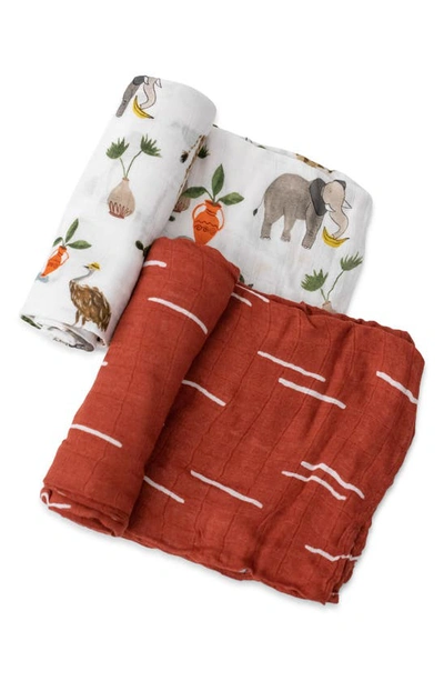 Shop Little Unicorn 2-pack Muslin Swaddle Blanket In Safari Social
