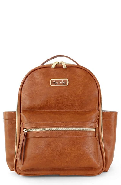 Shop Itzy Ritzy Mini Faux Leather Diaper Backpack In Brown