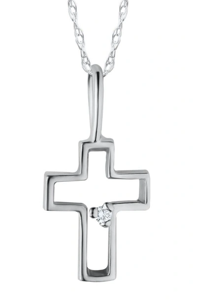 Mignonette Diamond & 14k Gold Cross Pendant Necklace In White Gold