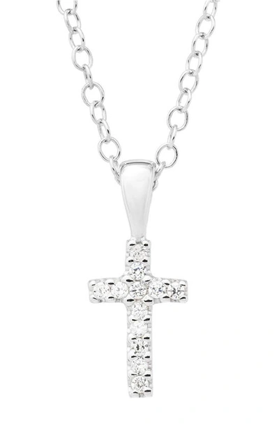 Mignonette Sterling Silver Cross Necklace In Silver