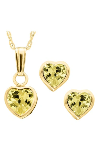 Mignonette 14k Gold Birthstone Necklace & Stud Earrings In November