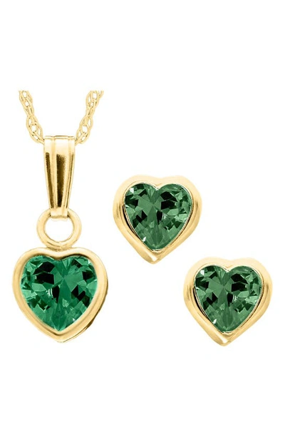 Mignonette 14k Gold Birthstone Necklace & Stud Earrings In May