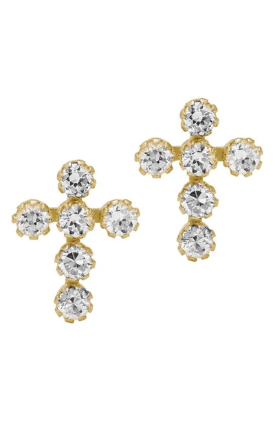 Shop Mignonette 14k Gold & Cubic Zirconia Cross Earrings