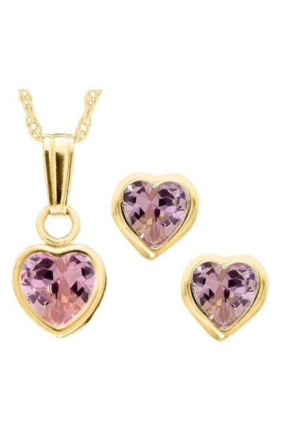 Shop Mignonette 14k Gold Birthstone Necklace & Stud Earrings In October