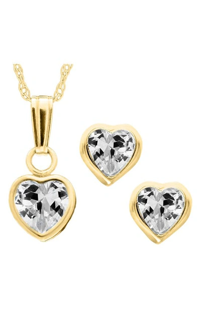 Mignonette 14k Gold Birthstone Necklace & Stud Earrings In April