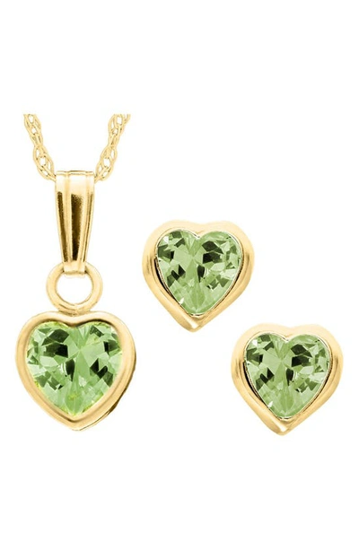 Mignonette 14k Gold Birthstone Necklace & Stud Earrings In August