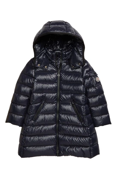Shop Moncler Moka Water Resistant Down Hooded Puffer Coat In Navy