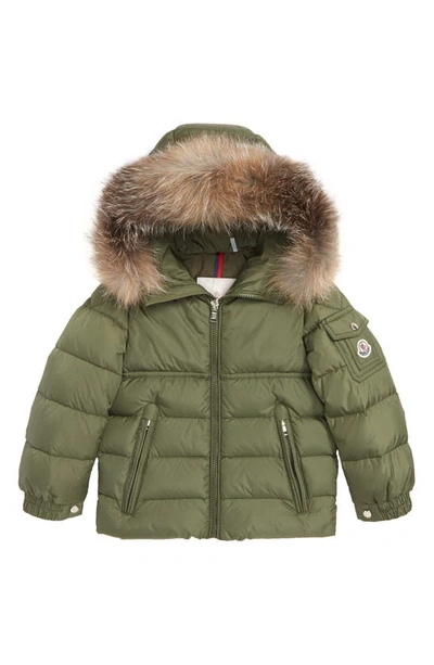Shop Moncler Byron Water Resistant Down Jacket With Genuine Fox Fur Trim In Army Green