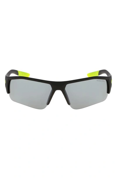 Shop Nike Junior 68mm Skylon Ace Xv Jr. Gradient Sport Sunglasses In Matte Black/ Volt