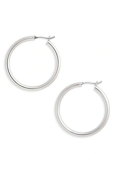 Shop Halogenr Medium Endless Hoops In Rhodium