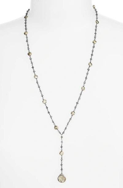 Shop Ela Rae Yaeli Satellite 24 Semiprecious Stone Y-necklace In Iolite / Labradorite
