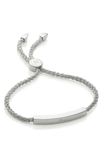 Shop Monica Vinader Linear Friendship Bracelet In Silver/ Silver Metallica