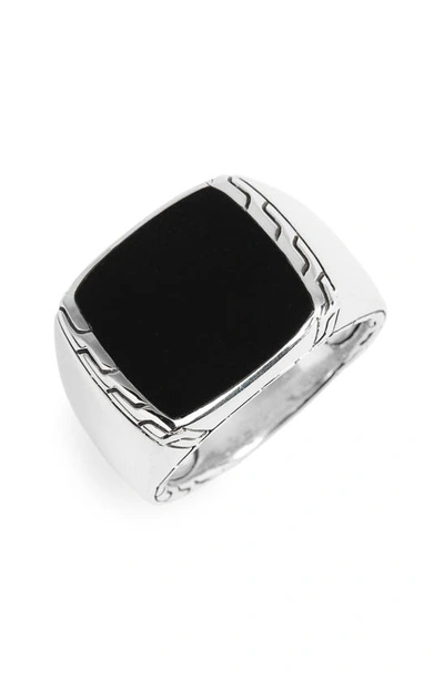 Shop John Hardy Classic Chain Signet Ring In Silver/ Black Jade
