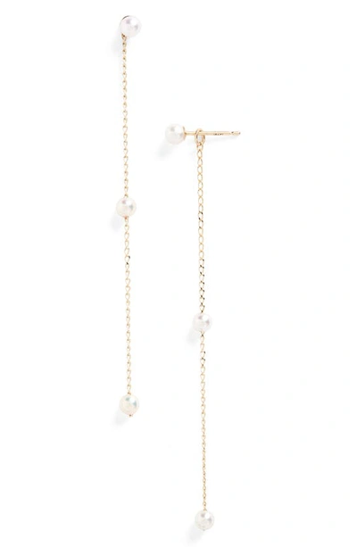 Shop Mizuki Sea Of Beauty Pearl Convertible Drop Earrings In Yellow Gold/ White Pearl