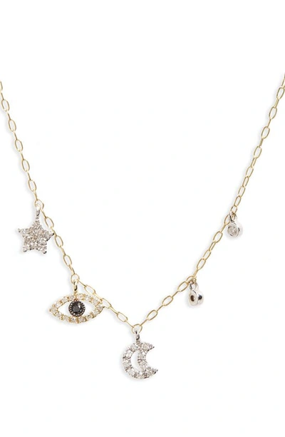 Shop Meira T Diamond Charm Necklace In Yellow Gold