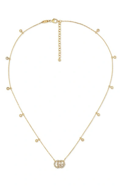 Shop Gucci Running-g Diamond Pendant Necklace In Yellow Gold