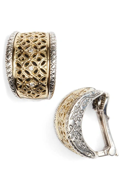 Shop Konstantino Selene Diamond Clip Hoop Earrings In Silver/ Gold