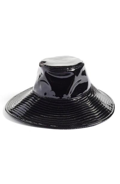 Shop Eric Javits Driptidoo Patent Bucket Rain Hat In Black