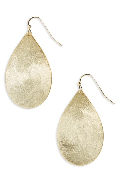 Shop Halogenr Large Brushed Teardrop Earrings In Gold