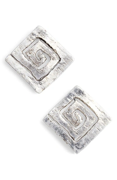 Shop Karine Sultan Square Stud Earrings In Silver
