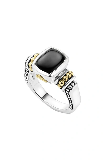 Shop Lagos Caviar Color Small Stone Ring In Black Onyx