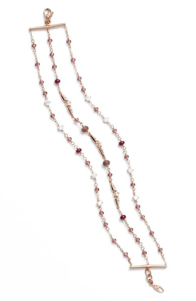 Shop Nadri Multistrand Crystal & Stone Bracelet In Ruby/ Choco/ Pink
