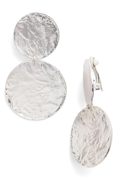 Shop Karine Sultan Aimee Large Disc Clip Earrings In Silver