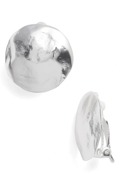 Shop Karine Sultan Eva Shell Disc Clip-on Earrings In Silver
