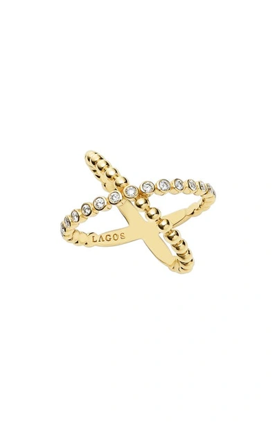 Shop Lagos Caviar Crisscross Ring In Gold