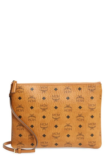 Shop Mcm Visetos Original Pouch In Cognac