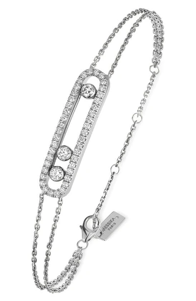 Shop Messika Baby Pavé Move Two-strand Diamond Bracelet In White Gold