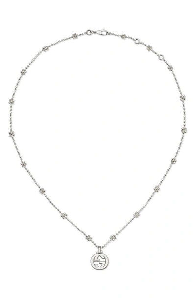 Shop Gucci Silver Interlocking-g Pendant Necklace In Sterling Silver