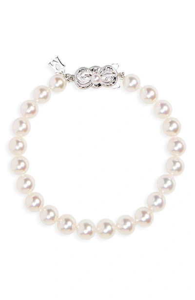 Shop Mikimoto Every Essentials Cultured Pearl Bracelet In White Gold