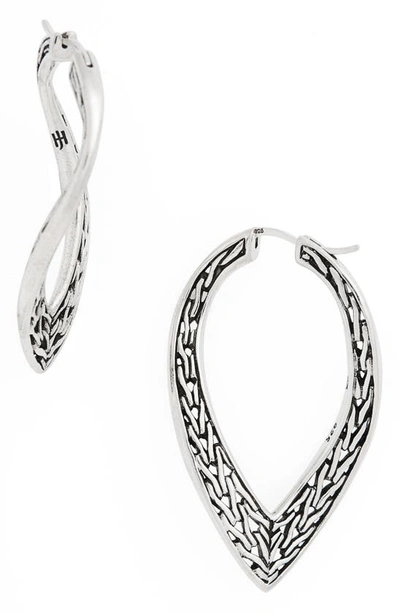 Shop John Hardy Classic Chain Wave Hoop Earrings In Silver