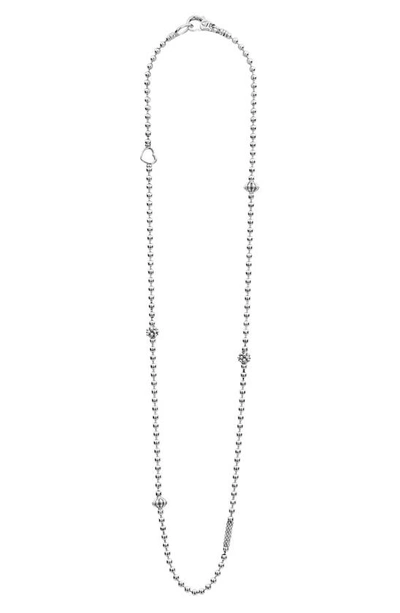 Lagos Sterling Silver Caviar Icon Necklace, 16 In Silver