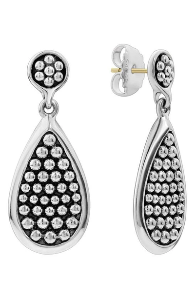Shop Lagos Bold Caviar Medium Flat Drop Earrings In Silver