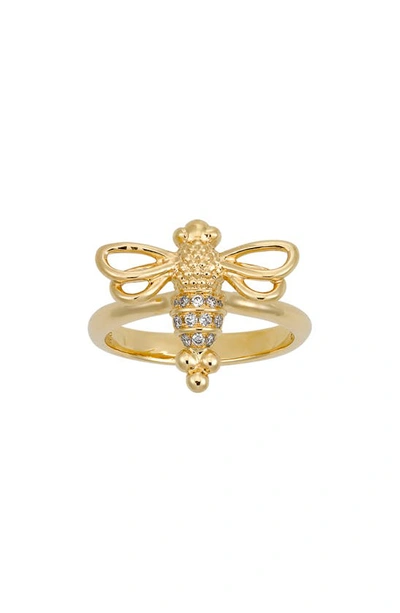 Shop Temple St. Clair Diamond Pavé Bee Ring In Yellow Gold