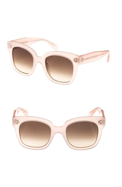 Shop Celine 54mm Square Sunglasses In Milky Pink/ Brown